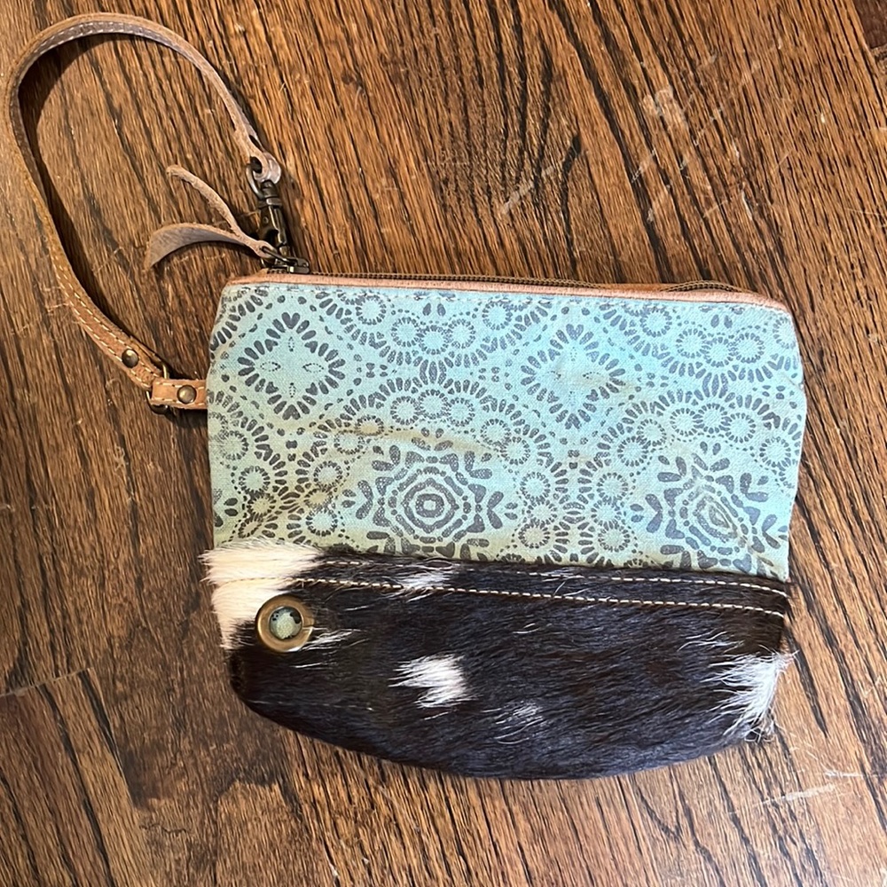 Myra Bag Cowhide & Canvas Clutch